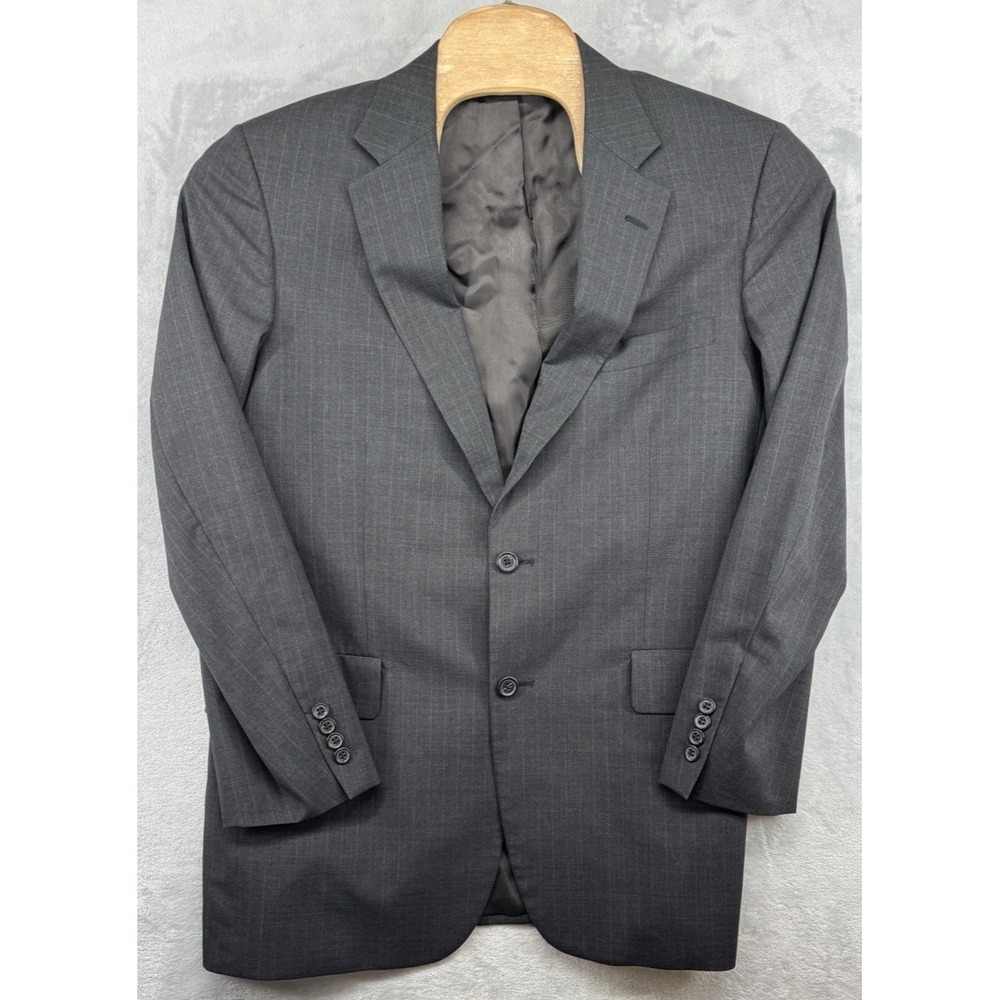 Brooks Brothers Brooksease Wool Blazer Gray Pinstripe USA Made Men's 46 Long